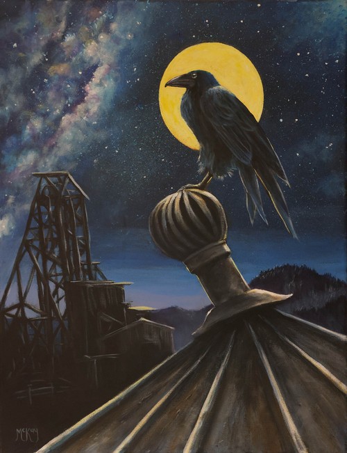 Full Moon Over Victor 20x16 $1900 at Hunter Wolff Gallery